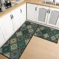 thumbnail image 3 of Findosom 2pc Boho Kitchen Rugs and Mats Set, Non Slip Washable Kitchen Runner Rug for Kitchen Floor, Farmhouse Kitchen Decor, Hallway, Entryway, Laundry Room,20"x32"+20"x47" Green, 3 of 8