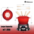 thumbnail image 3 of Juego de ollas para fondue de hierro fundido Mabeeze para queso, chocolate o carne - Olla esmaltada en rojo de 1,6 cuartos - Incluye 6 tenedores para fondue, 3 of 5