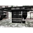 thumbnail image 2 of Dining Room Furniture Dining Table w Leaf and 6 Side Chairs 7pc Dining Set Black Leatherette Z Design Chair High Gloss Lacquer Metal, 2 of 10