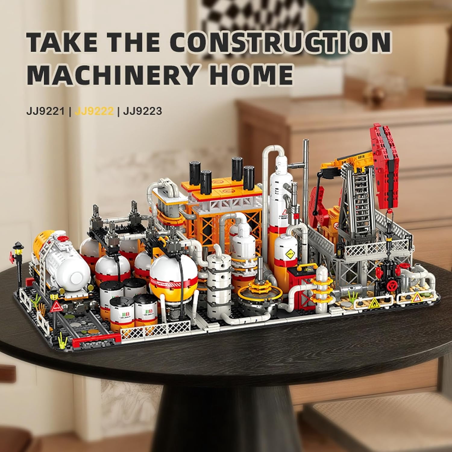 City Gas Station Building JJ9221 Set, 666pcs Modular Chemical Plant Bricks Kit with Storage Tank & Lab, Compatible with Lego City, MOC Display Model