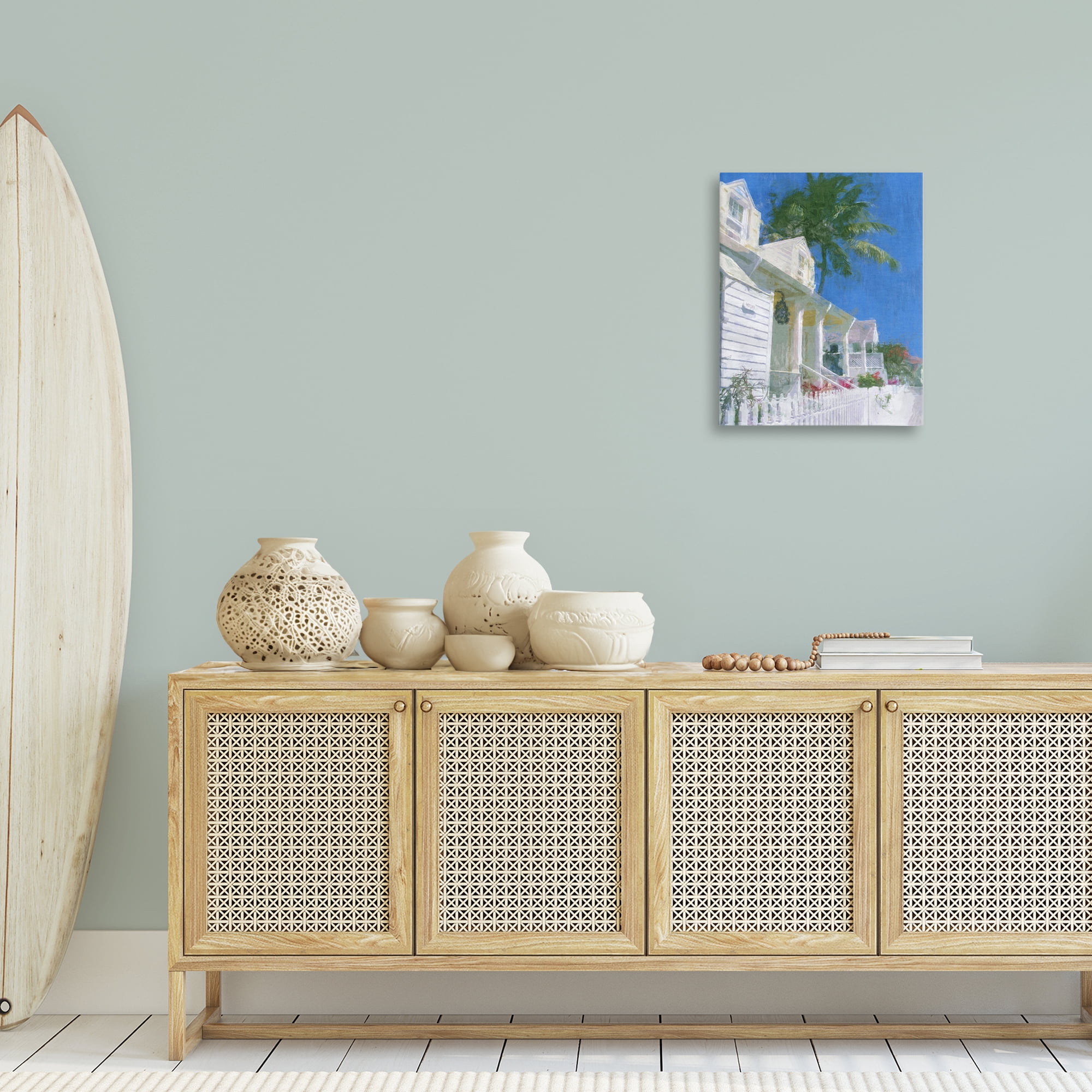 Stupell Industries White Coastal Cottage Coastal Painting Gallery Wrapped Canvas Art Print Wall Art, 16 x 20