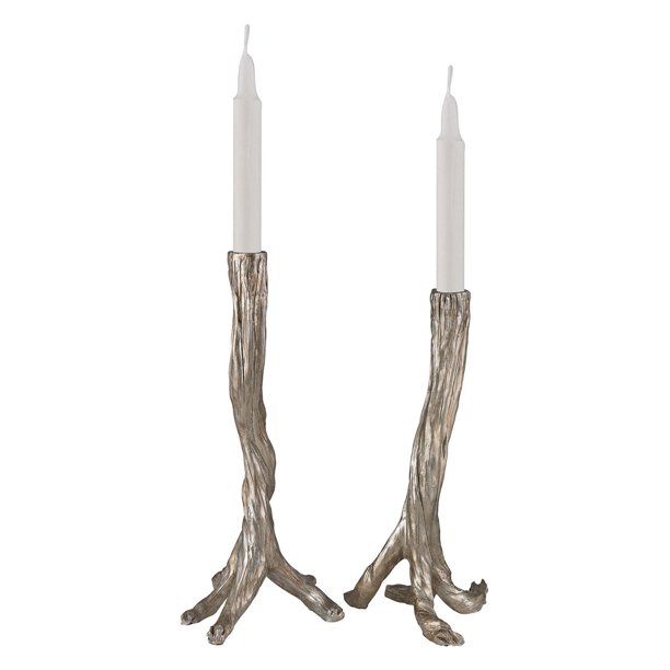 Sterling Silver Leaf Branch Candle Holder Set of 2