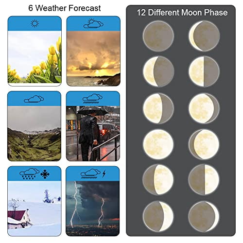 Wireless Weather Station with Outfdoor Sensor 8.8'' LCD Digital Thermometer Hygrometer,WWVB Radio Alarm Clock,Barometer,Weather Forecast,City Sunrise Sunset Time,Calender,Moon Phase