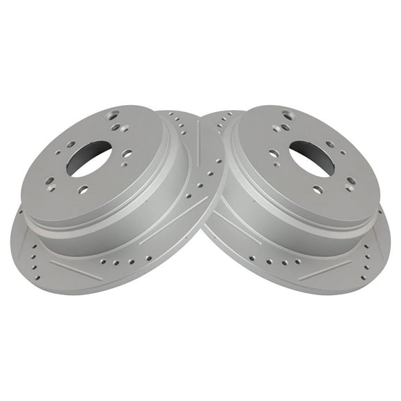 TRQ Rear Performance Brake Rotors Set Premium G-Coated Cross Drilled & Slotted Fits Select 2002-2004 Honda Odyssey