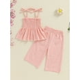 thumbnail image 4 of Hirigin Toddler Girl Summer Outfit Plaid Tie-Up Spaghetti Strap Ruched Sleeveless Tank Tops and Loose Pants 2Pcs Clothes Set, 4 of 9