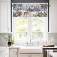 thumbnail image 3 of Christmas Kitchen Curtains and Valances Set, Vintage Winter Deer Woodhouses Forest Country Scene Rod Pocket Window Valance Window Curtain Panels for Living Room Bedroom Laundry, 27.5x36in, 3 Pieces, 3 of 7
