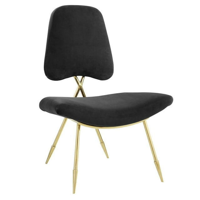Modway Ponder Fauteuil Lounge en Velours de Performance Noir et Or