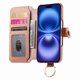 thumbnail image 2 of For iPhone 14 Pro Max Case RFID Blocking Zipper Wallet PU Leather Mobile Cover - Pink, 2 of 5