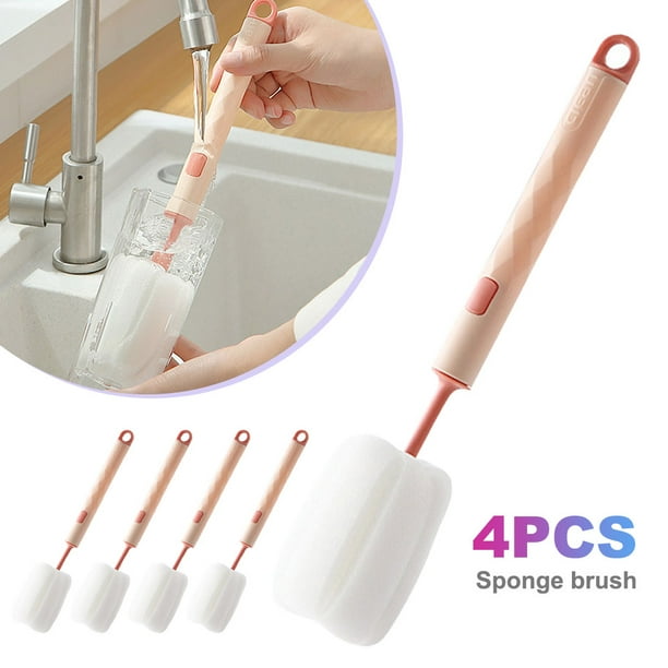 Cepillo Esponja para Tazas Lavado Portátil Herramientas Limpieza () Rosa