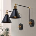 thumbnail image 2 of LNC Plug in Wall Sconces Set of 2, Industrial Swing Arm Wall Lamps, Plug-in or Hardwired Bedside Reading Lights, Black Metal Wall Light Fixtures for Bedroom, Living Room, Office, 2 of 14