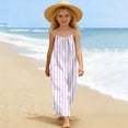 thumbnail image 5 of HAOTAGS Girls Maxi Dresses,Cotton Cami Gown Back Tie Stripe Long Tank Tween Beach Sundress Purple 11-12, 5 of 9