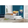 thumbnail image 4 of Newest Twin Size Platform Bed with Storage LED Headboard, Twin Size Trundle and 3 Drawers, White, 4 of 11
