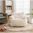 thumbnail image 3 of Bean Bag Chairs,Soft Tufted Foam Bean Bag Chair with Teddy Fabric for Adults and Kids,Comfy Lazy Sofa for Living Room,Bedroom,Ivory White, 3 of 6