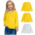 thumbnail image 2 of Hrsba Boys Girls Long Sleeve Kids Round Neck Shirt Unisex Fall Winter Top Solid Color Shirt 3 Pack for 1 to 11 Years, 2 of 5
