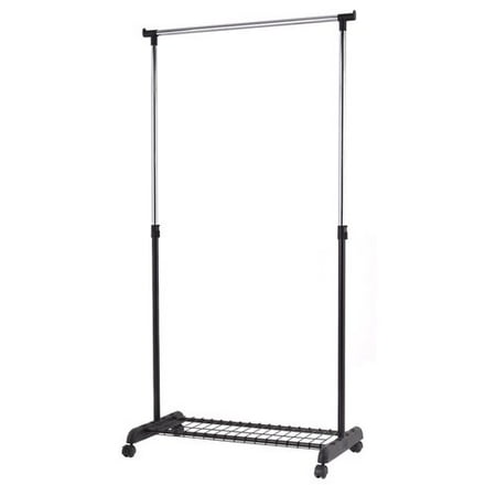 Adjustable Rolling Garment Rack Heavy Duty Clothes Hanger W