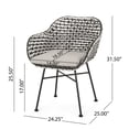 thumbnail image 4 of Modern Outdoor Woven Club Chair Set with Angled Frame and Faux Rattan Metal Accents for Patio Backyard Dining Space, 4 of 9