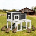 thumbnail image 3 of Outdoor 2-Tier 2-Room Quail Hutch with Brooder Box & Activity Area, Openable Asphalt Roof, Black with White, 3 of 8