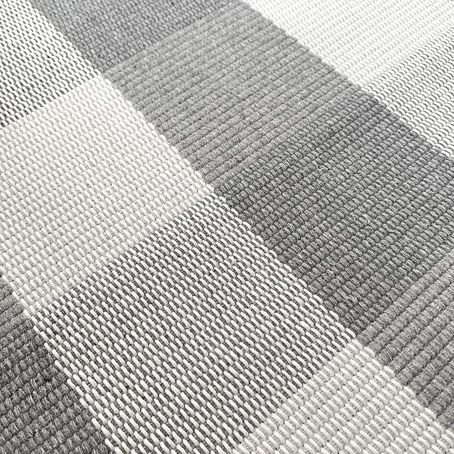 Ukeler Grey Buffalo Check Rug 2' x 3'- Cotton Washable Front Porch Rugs Farmhouse Door Mats Hand-Woven Checkered Plaid Rug for Entry Way/Kitchen/Bathroom/Bedroom