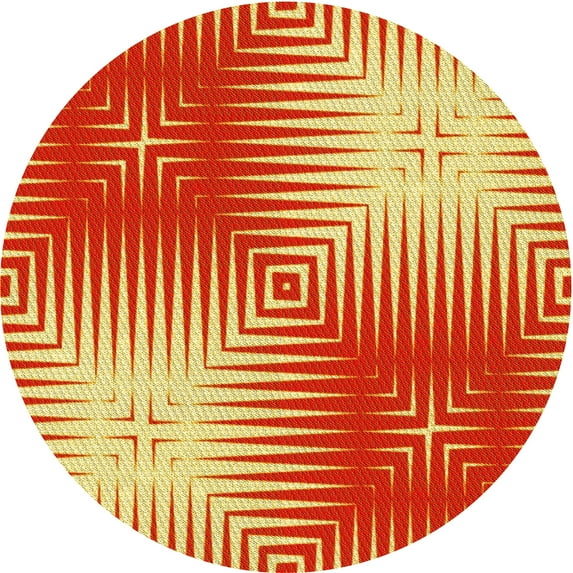 Ahgly Company Machine Washable Indoor Round Transitional Red Area Rugs, 6' Round