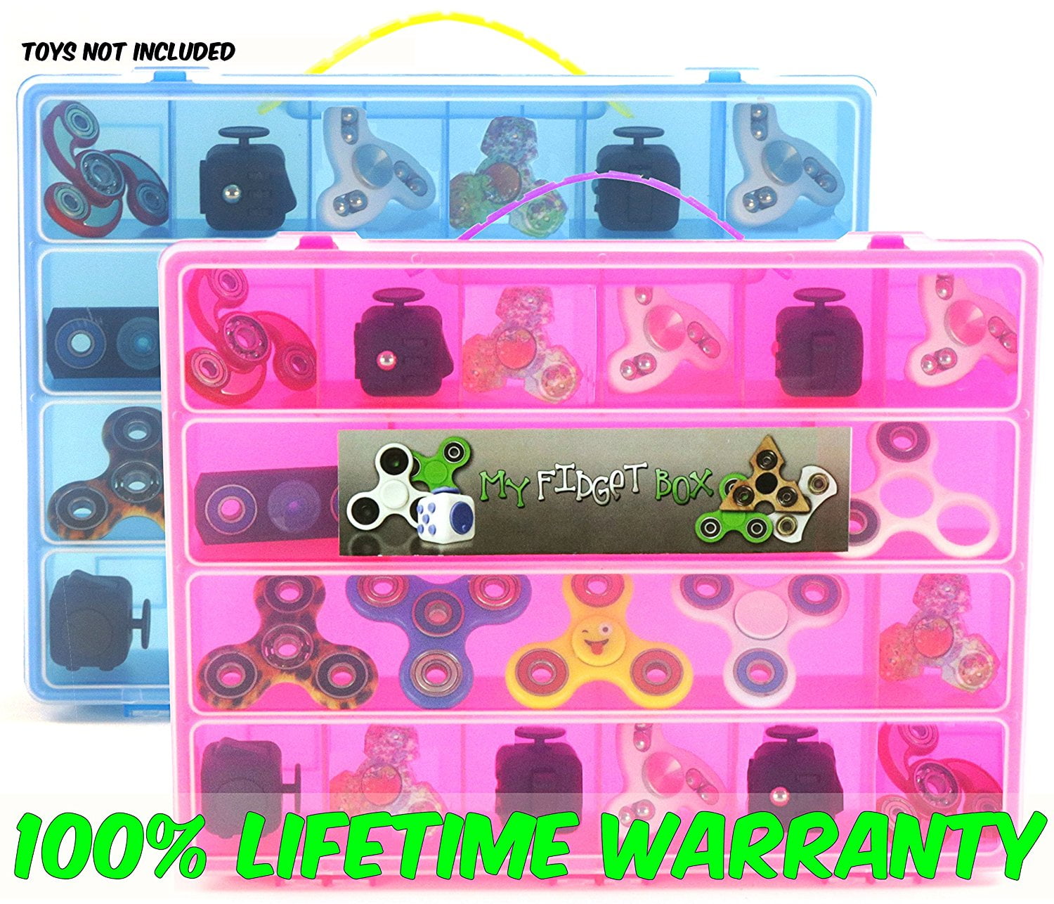 Fidget Carrying Cases Stores Dozens Of Spinners, Cubes, Bearings, Caps And LED Lights