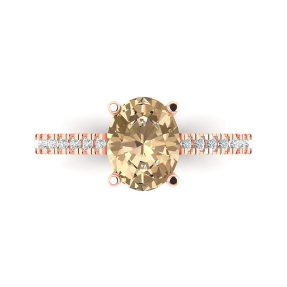 Solitaire with Accents Engagement Ring for Women - 2.21ct Yellow Moissanite in 18K Rose Gold Promise Ring