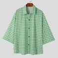 thumbnail image 3 of INCERUN Tops 2024 estilo coreano moda para hombres diseño de cuadros camisas casuales ropa de calle blusa suelta de media manga para hombre S-5XL, 3 of 5
