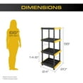 thumbnail image 2 of BLACK & YELLOW® 4-Tier Heavy Duty Plastic Storage Shelving Unit, 100lbs/shelf (55”H x 24”W x 20”D), for Indoor/Outdoor Organization, Modular Rack, Extremely Durable®, Made in The USA, 2 of 8