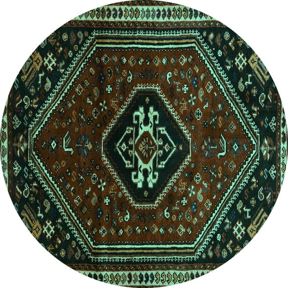 Ahgly Company Indoor Round Persian Turquoise Blue Traditional Area Rugs, 8' Round