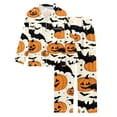 thumbnail image 5 of Puliio Halloween Pajamas Womens Long Set Silk Pjs Set Pumpkin Print Long Sleeve Notch Collar Top and Pants Holiday Nightwear Sets, 5 of 5