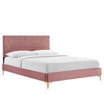 Modway Yasmine Channel Tufted Performance Velvet King Platform Bed in Dusty Rose