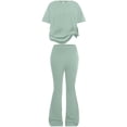 thumbnail image 5 of SGMVNU Tween Girls Clothes 2 Piece Summer Outfits Short Sleeve Casual Loose Tops and Flare Pants Matching Clothing Sets, Size 7-8 Years, Light Green, 5 of 5