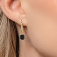 thumbnail image 3 of Gem Stone King 10K Yellow Gold Black Onyx and Lab Grown Diamond Dangle Earrings for Women | 2.02 Cttw | Gemstone December Birthstone | Octagon 7X5MM, 3 of 6