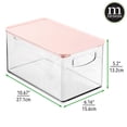 thumbnail image 3 of mDesign Deep Plastic Bathroom Storage Box with Lid/Handles, 2 Pack, Clear/Pink, 3 of 8