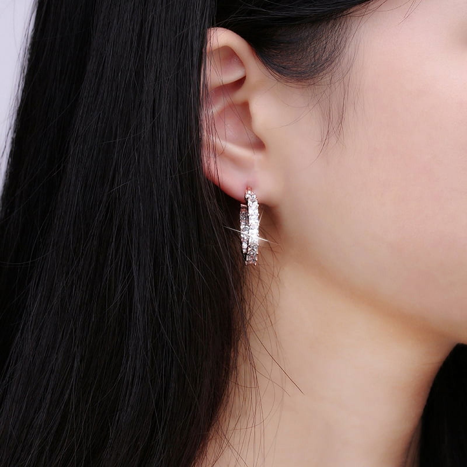 Hoop Earrings for Women Princess Cubic Zirconia White Gold Plated Ginger Lyne Collection