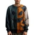 thumbnail image 2 of Kopltyrfg Halloween Sweater Men Stitched Print Patchwork Vintage Pullover Spooky Pumpkin Face Warm Sweatshirt Funny Holiday Costumes Saffron 2XL, 2 of 6
