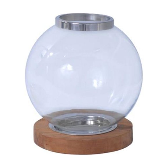 Rojo 16 B301S 10.5 x 10.5 x 12.5 in. Amalfitana Globe Wood Base Candleholder- Small