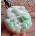 thumbnail image 2 of Certified Hand Carved Green Natural Myanmar Burma A Jade Jadeite Bird Flower Pendant Necklace, 2 of 9
