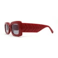 thumbnail image 3 of Womens Simple Mod Rectangle Narrow Plastic Sunglasses Red Black, 3 of 4