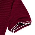 thumbnail image 6 of Men's Vertical Ribbed Polo Shirt Short Sleeve Contrast Piping Trim Stretch Collared Golf Top Casual Business Summer Shirt, 2XL, 6 of 7