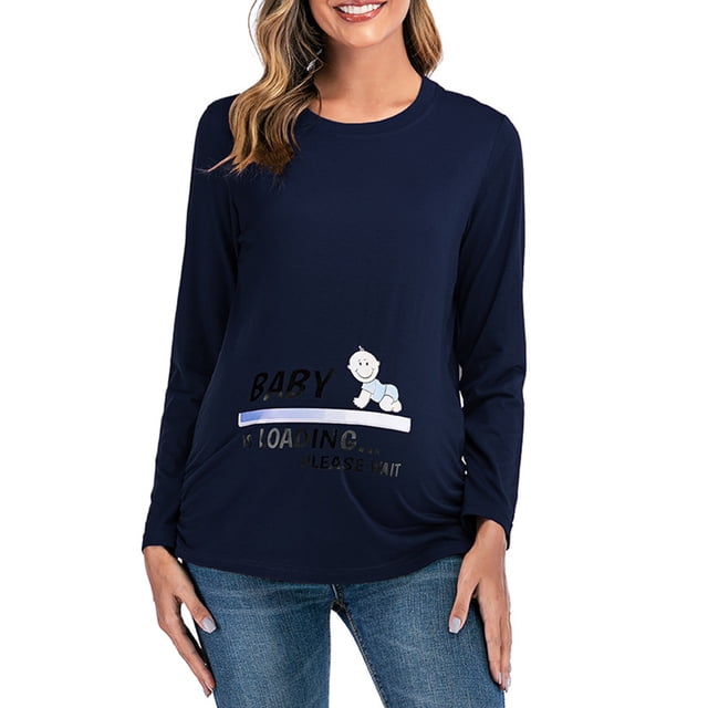 EGNMCR Blouse pour Enfants, Blouse et Chemise à Manches Longues à Col Rabattu en Coton, Col Rond, Manches Longues, Couleur Unie, Haut Imprimé pour Bébé, Blouse pour Femmes Enceintes