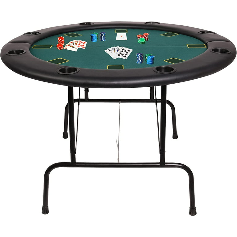 sponsor klima Antagelse Folding Poker Table for 8 Players,Round Card Table with 8 Plastic Cup  Holder, Casino Leisure Table Top Texas Hold 'em Poker Table for Blackjack  Board Game - Walmart.com