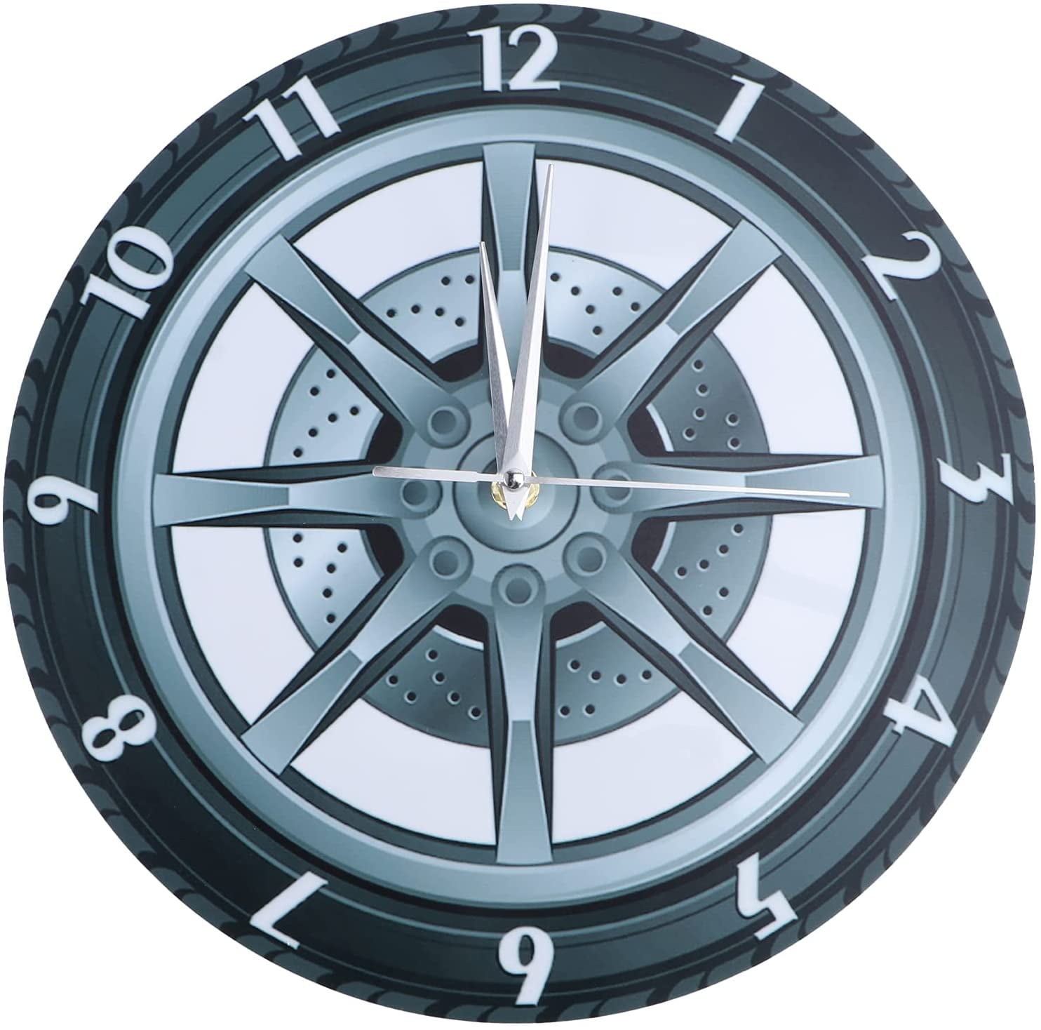Garage Wall Clocks Tire Rim Clock Silent Rubber Gear Decorative Clock 3D Wheel Shaped Wall Clock