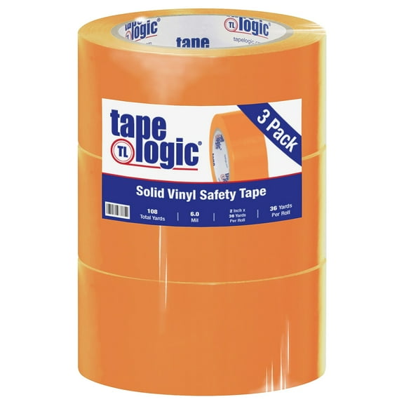 Tape Logic T92363PKO 2 in. x 36 yards Orange Solid Vinyl Safety Tape - Pack of 3