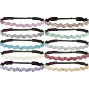 Hipsy Adjustable No Slip Bling Glitter Headbands for Women Girls & Teens Bulk Gift 10-Pack (Wave Pastel Colors)