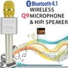 Q9 Wireless Bluetooth Karaoke Microphone Speaker Mobile Mini KTV,Gold