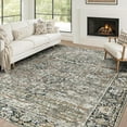 thumbnail image 3 of ReaLife Machine Washable Area Rug - Living Room Bedroom Bathroom Kitchen Entryway Office - Padded Low Pile Stain Resistant Premium - Boho Farmhouse Vintage - Lyle - Brown 7'6" x 9'6", 3 of 6