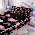 thumbnail image 3 of Manfei Salamander Pattern Zipper Queen Comforter Set with Fitted Sheet and 2 Pillowcases,Watercolor Axolotl Zipper Bedding Set,Black Reversible,4-Piece, 3 of 7