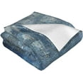 thumbnail image 5 of Turquoise Blue Abstract Soft Flannel Fleece Blanket Breathable Throw Blanket Halloween Chirstmas Days Rustic Cozy Blanket for Couch Sofa Bed Living Room Suitable for All Season 50x60 inch, 5 of 6