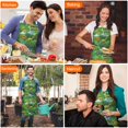 thumbnail image 4 of Green Dinosaurs Jurassic Pattern Apron-Garden Aprons for Women with Pockets-Cotton Linen Waterproof Kitchen Cooking Gardening Aprons Adjustable for Kitchen,Cooking,BBQ and Salon 33x27 Inch, 4 of 7