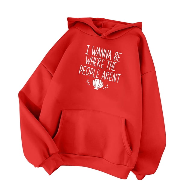 Gibobby Sudadera mujer, Sudadera de manga larga casual con estampado de corazón y bolsillo para mujer(Rojo,M)